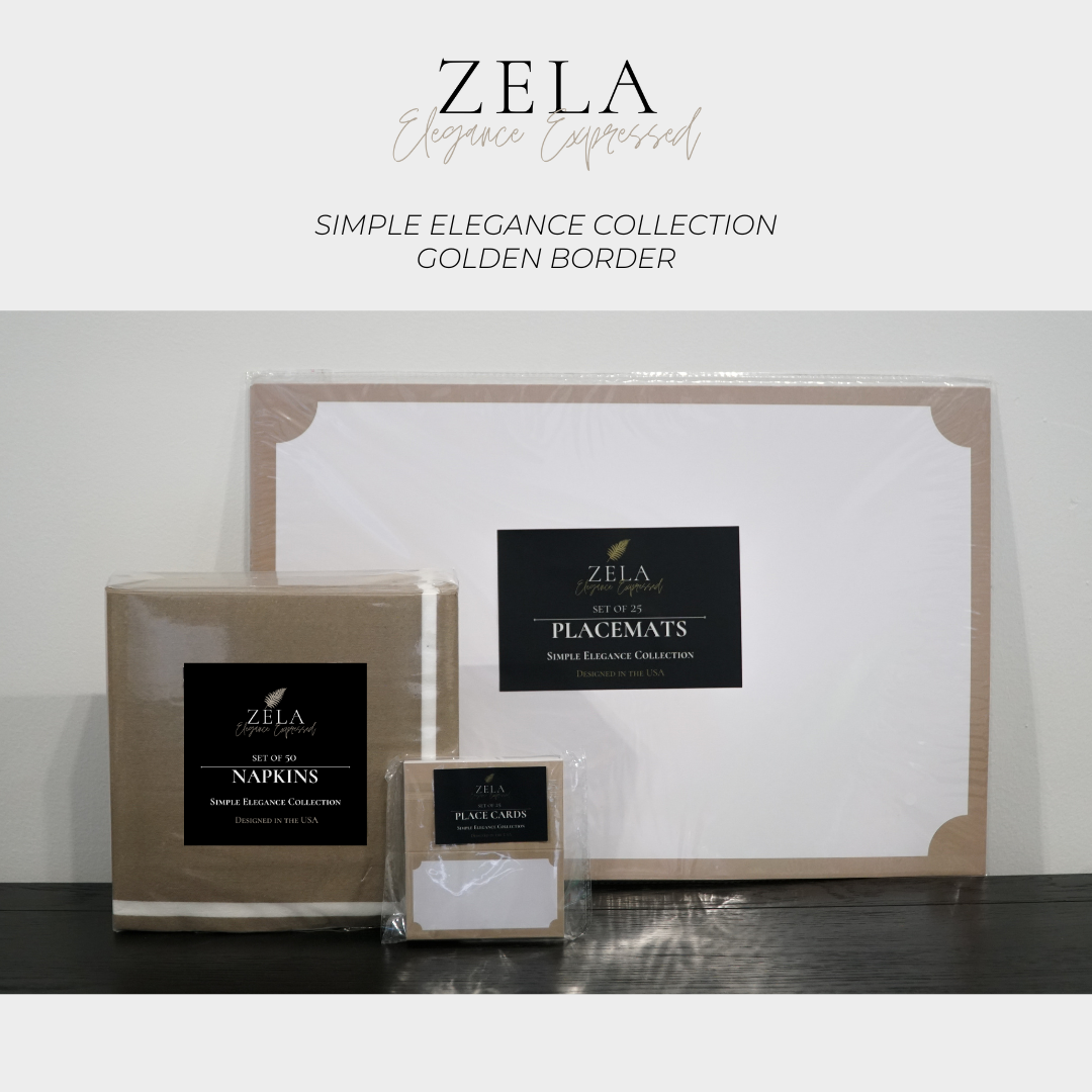 Zela Simple Elegance Collection Golden Border Placemats 25pk (Case of 6)