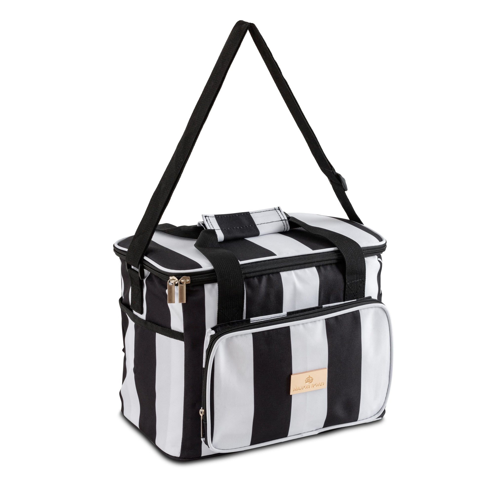 Manor Road Black & White Stripe Cooler Bag