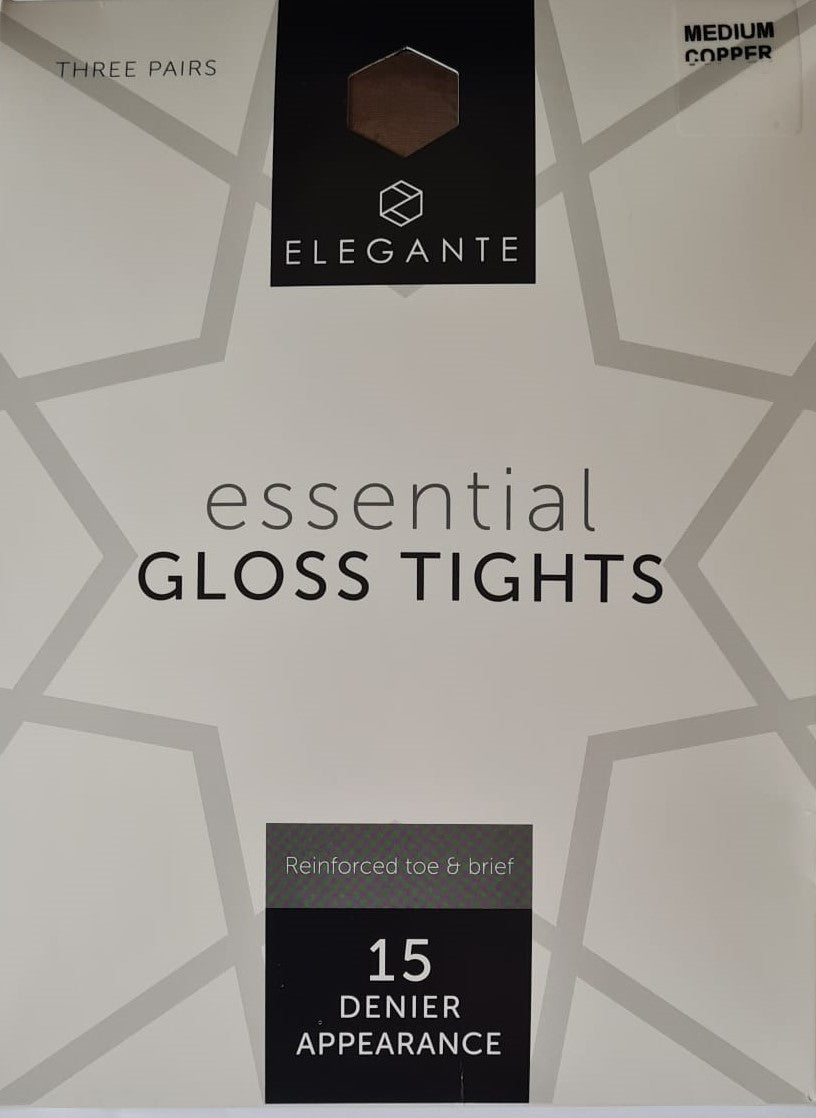Elegante Essential Copper Gloss Tights Medium 3pk (Case of 6)