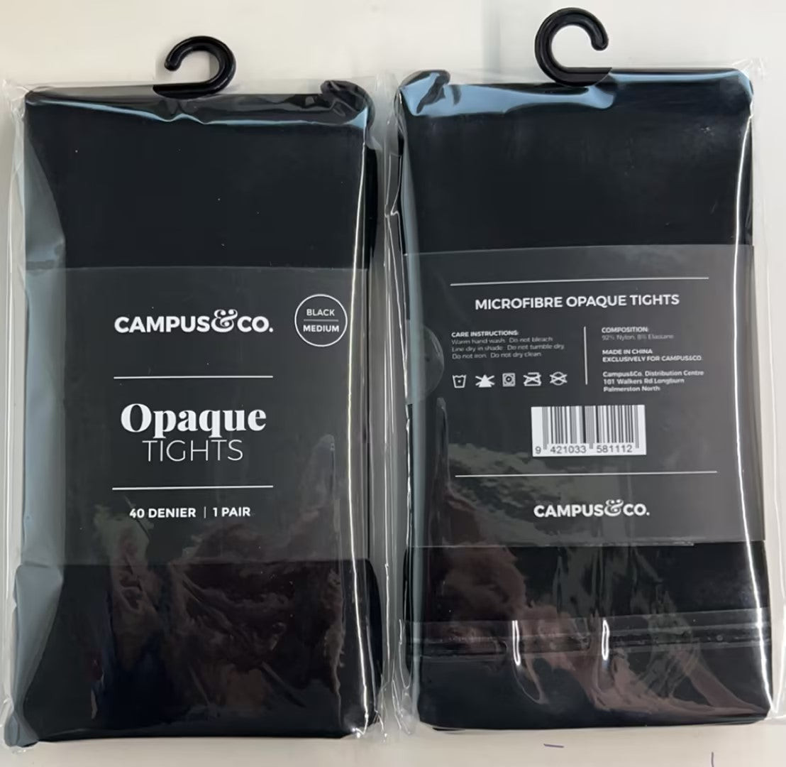 Campus&Co.  Microfibre Tights Opaque Black Medium (Case of 10)