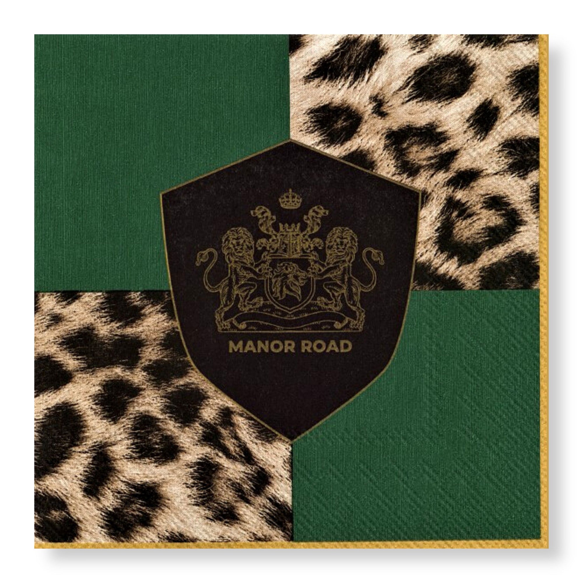 Manor Road Checkerboard Leopard Luncheon Napkins 20Pk (Case of 6)