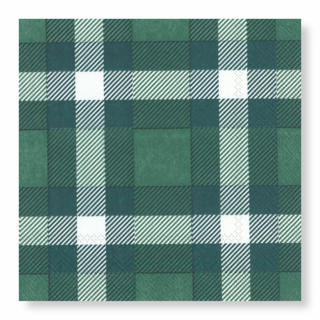 Manor Road Classic Plaid Green Cocktail Napkins 20Pk (Case of 6)
