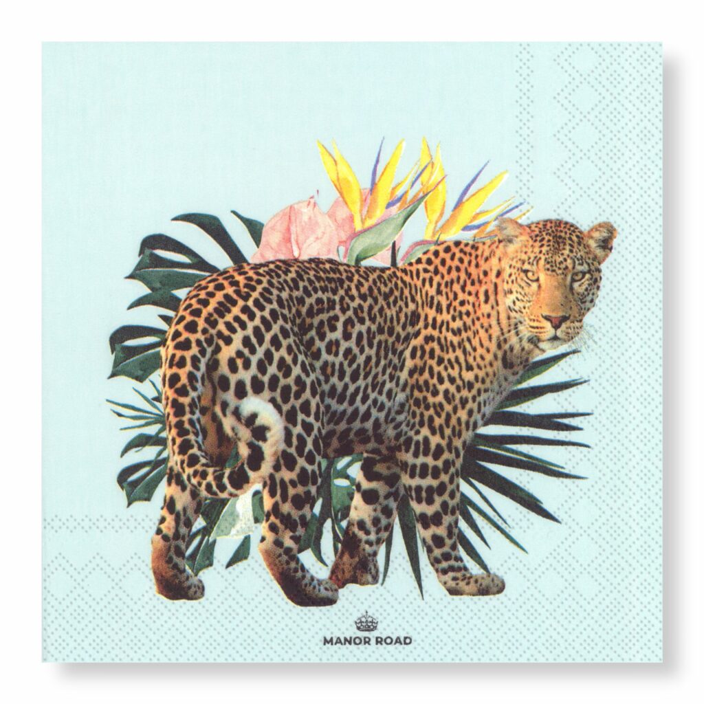 Manor Road Ice Leopard Cocktail Napkins 20Pk (Case of 6)