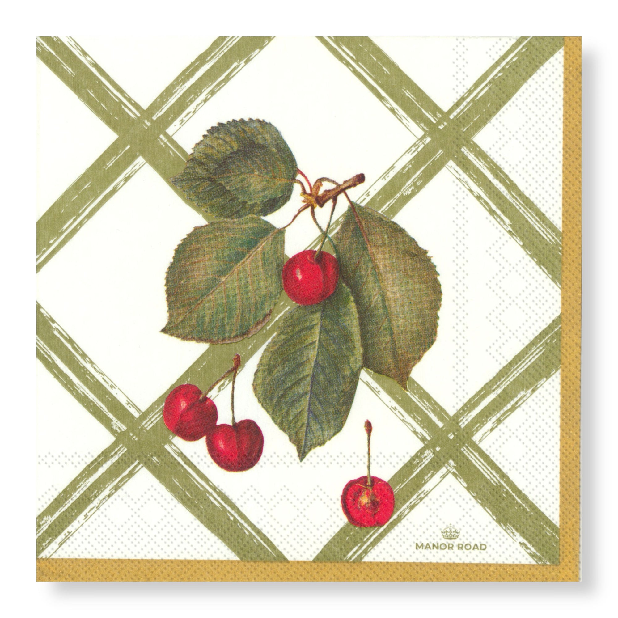 Manor Road Cherry Canvas Cocktail Napkins 20Pk (Case of 6)