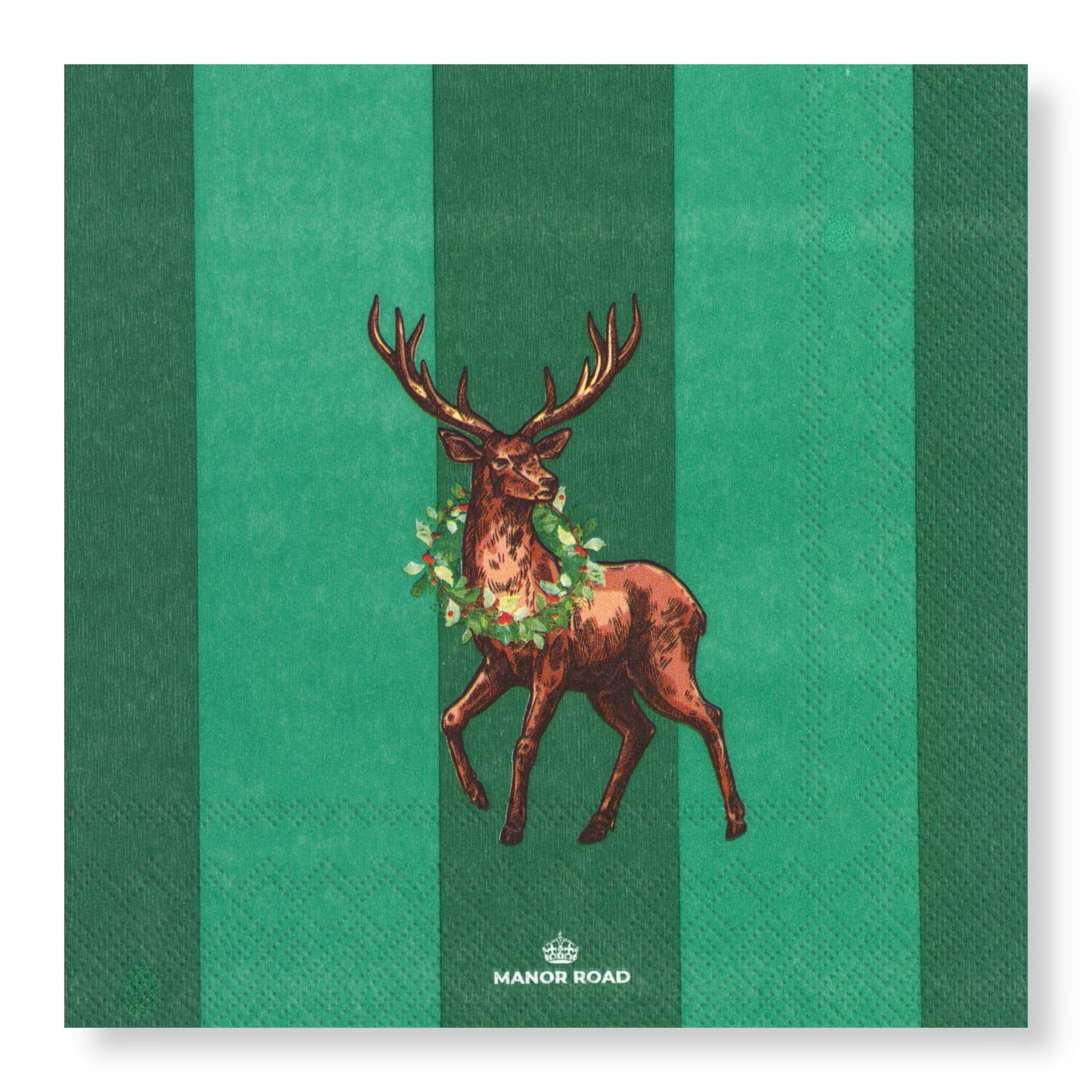 Manor Road Mr. Stag Green Cocktail Napkins 20Pk (Case of 6)