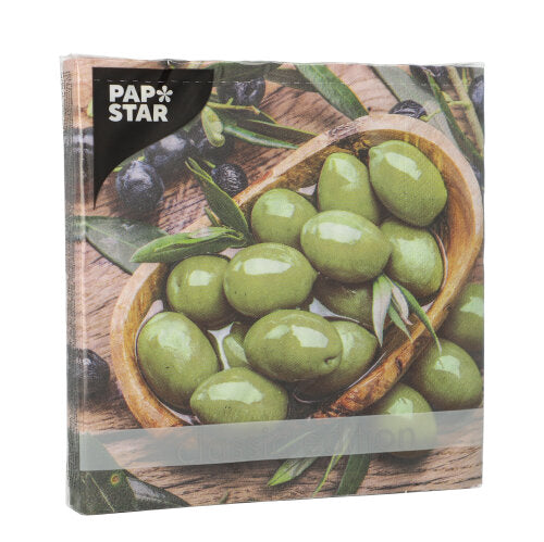 Papstar Paper Napkins Olive Flavour 33cmx33cm 20pk (Case of 10)
