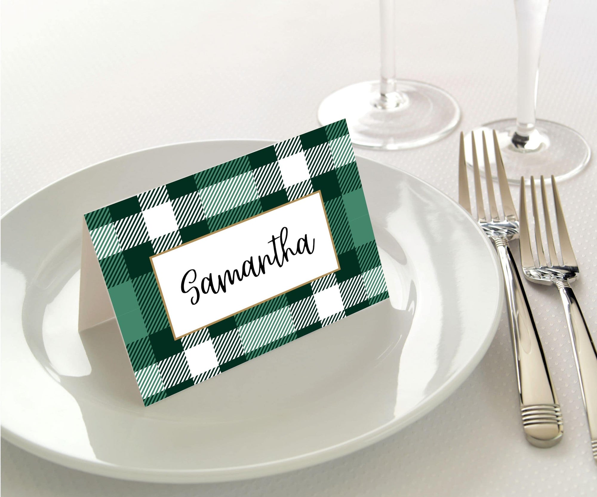 Manor Road Classic Green Plaid Place Cards 45Pk (Case of 2)