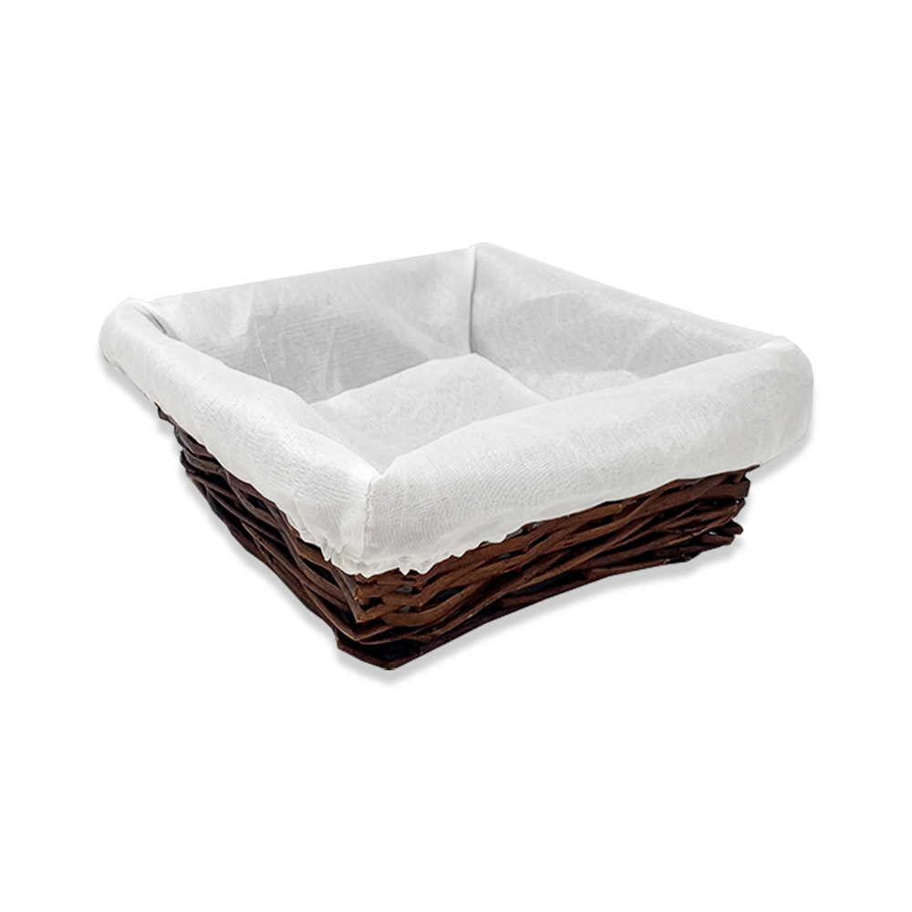 Square 8" Basket Brown With Cloth Liner