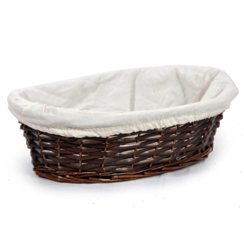 Oval 11" Basket Mahogany With Cloth Liner