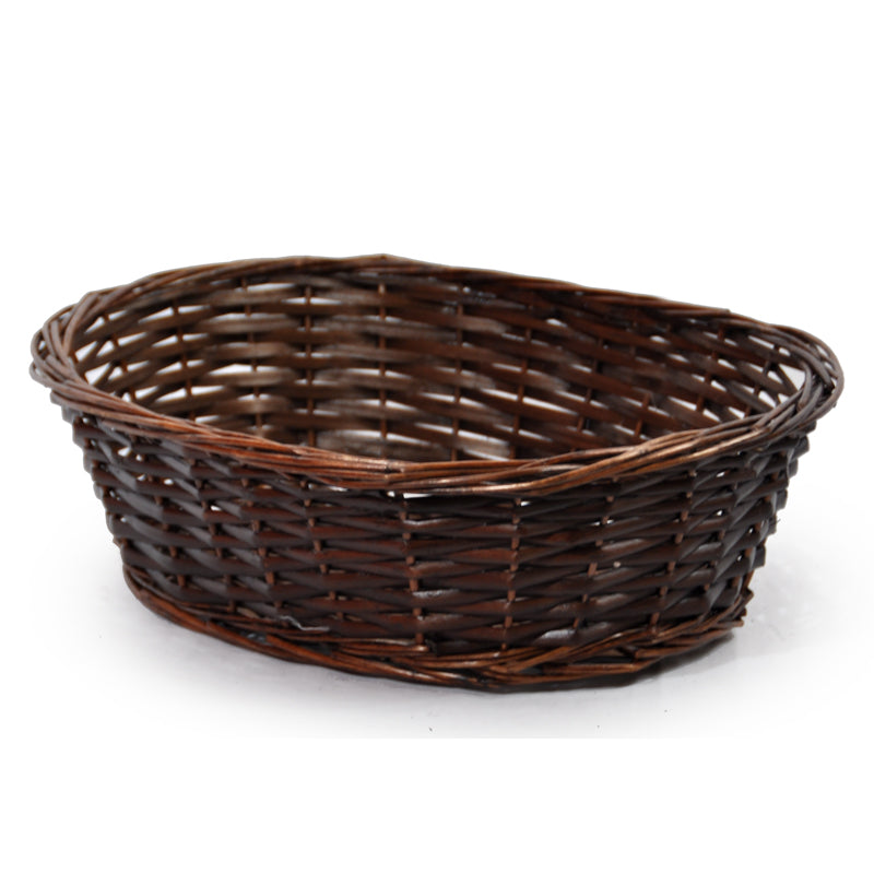 Oval 11" Basket Mahogany With Cloth Liner
