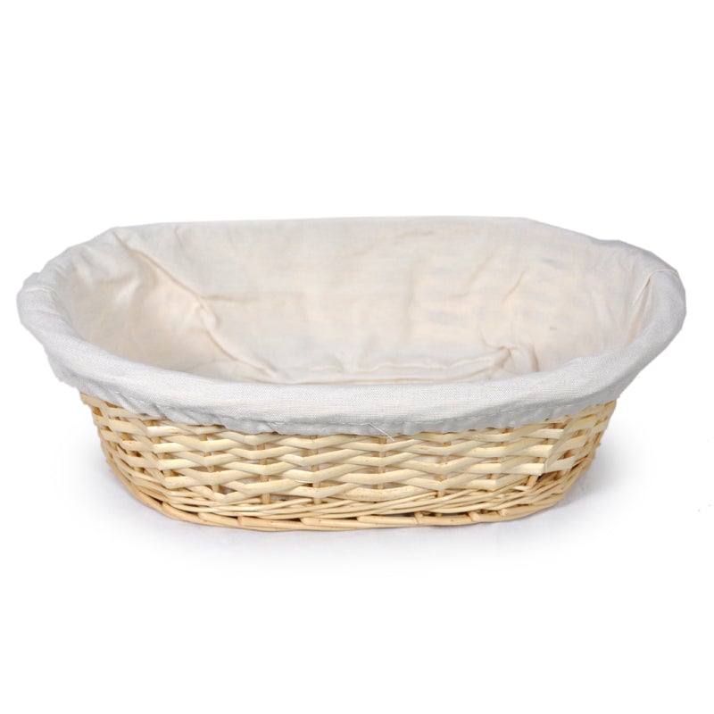 Oval 12" Basket Natural With Cloth Liner