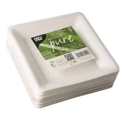 Papstar "Pure" Square Plates - White 50 Ct. Pack (Case of 10)