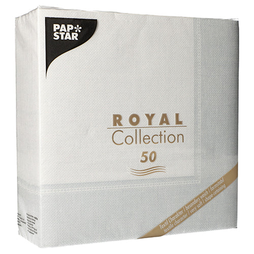 Papstar Royal Collection Napkins Linum - White 40x40cm 50pk (Case of 5)