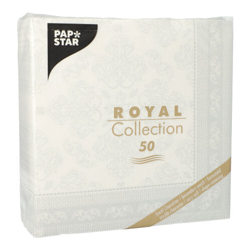 Papstar Royal Collection Napkins Arabesque - White 40x40cm 50pk (Case of 5)