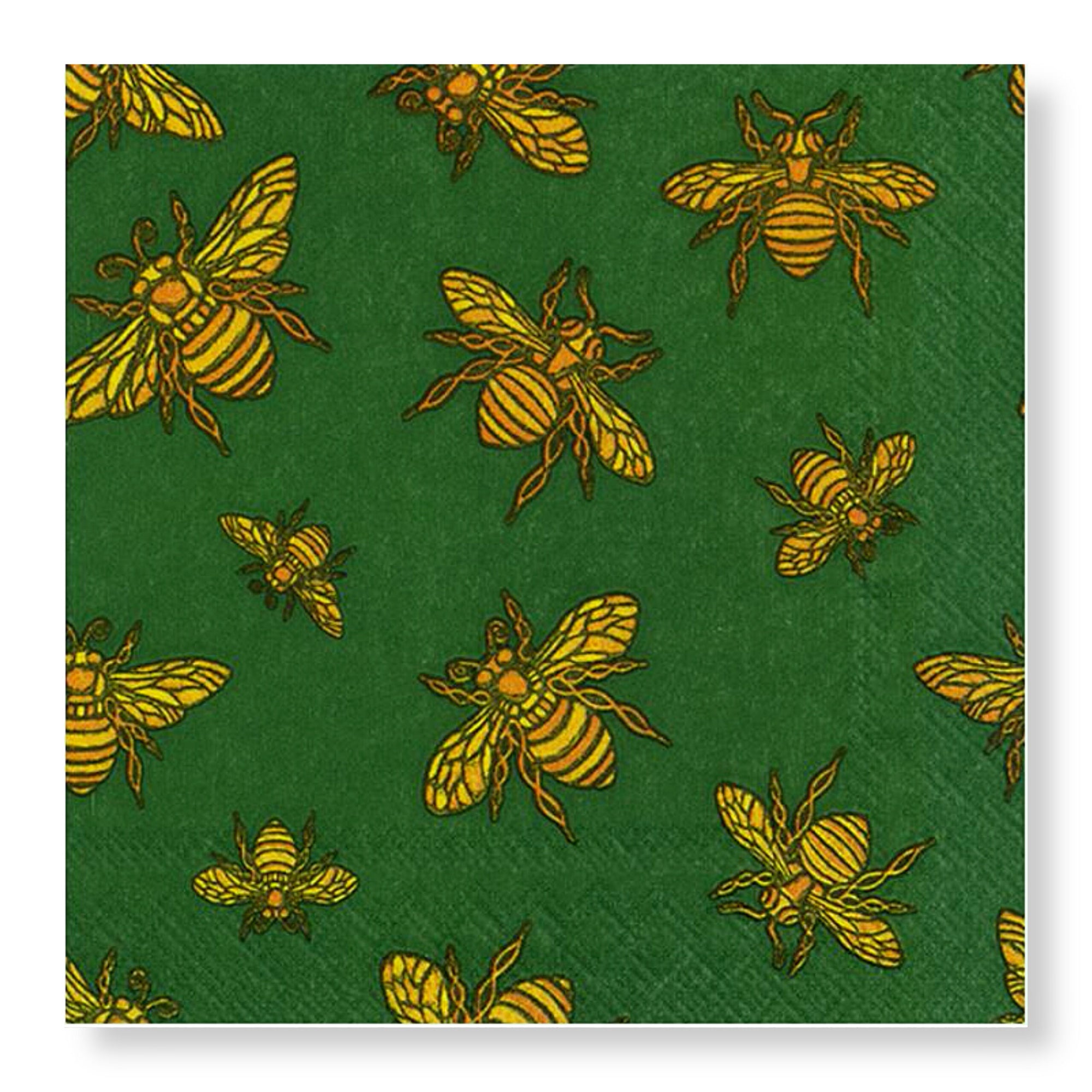 Manor Road Honey Bee Gold/Green Cocktail Napkins 20Pk (Case of 6)