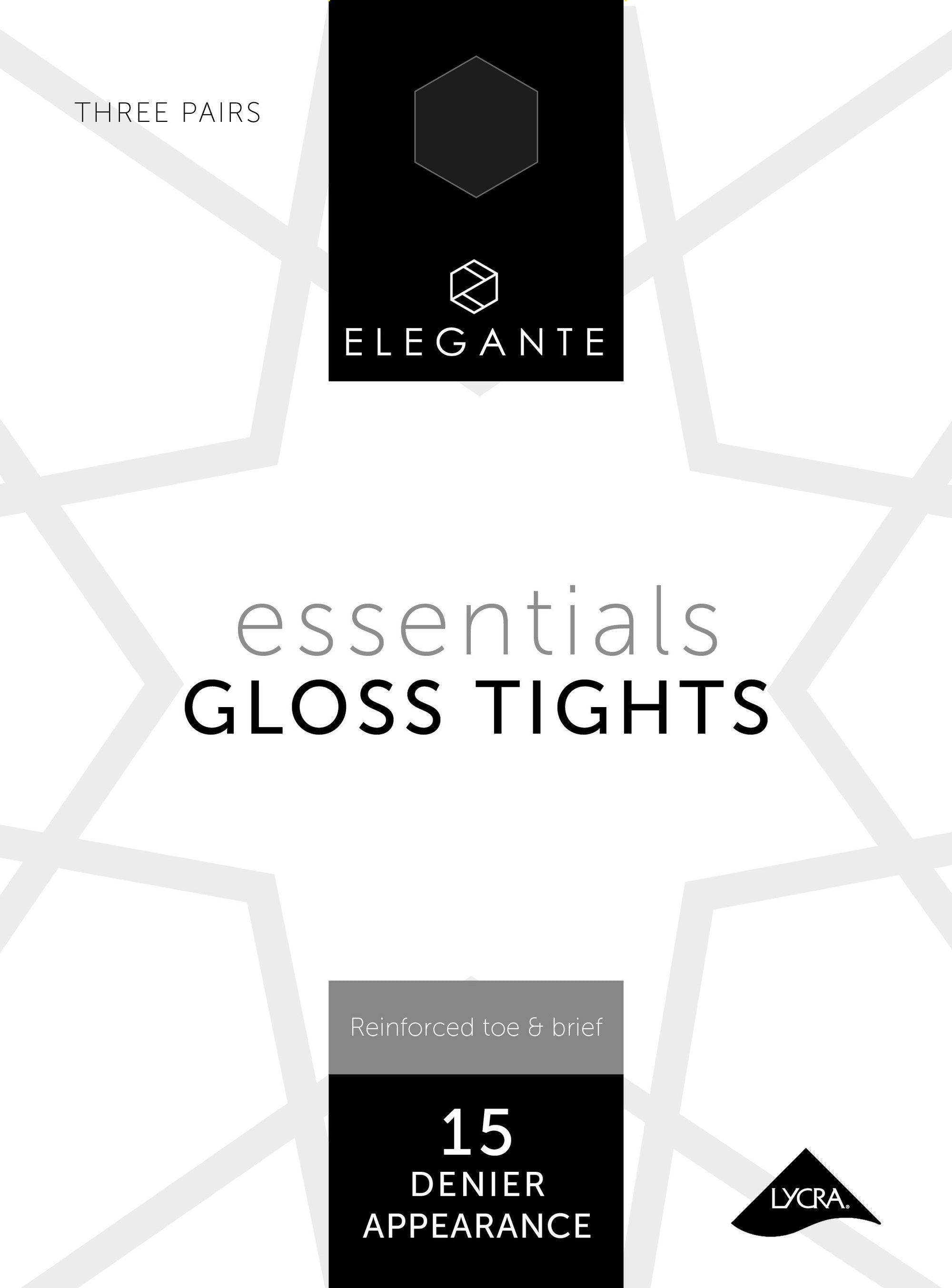 Elegante Essential Black Gloss Tights Extra Large 3pk (Case of 6)