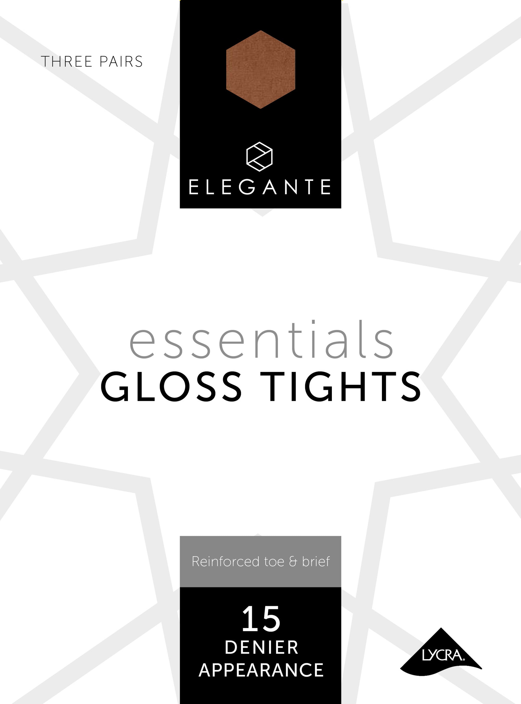 Elegante Essential Bronze Glow Gloss Tights WITH GUSSET Extra Large 3pk (Case of 6)
