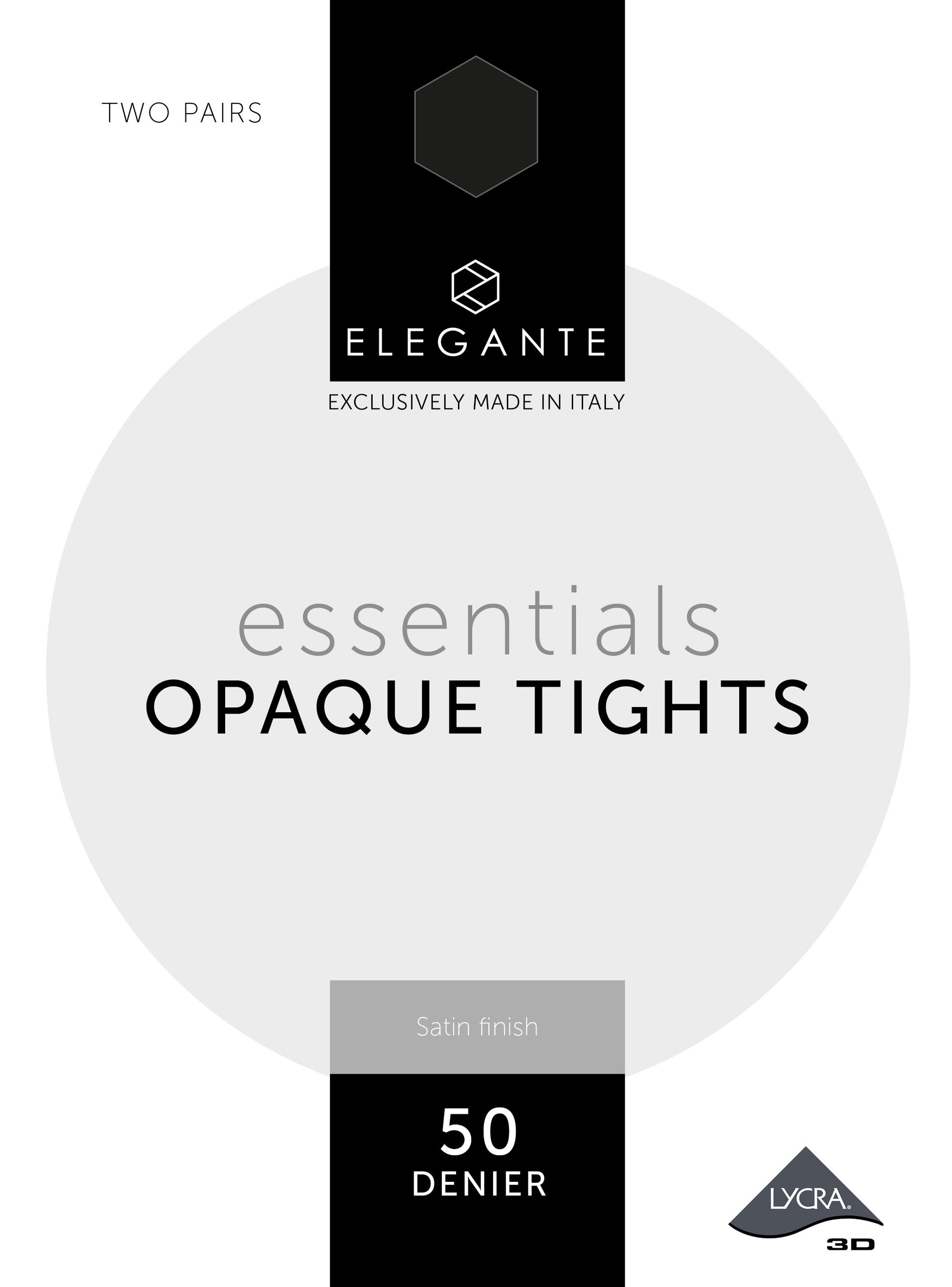 Elegante Essential Black 50 Denier Tights Medium 2pk (Case of 6)