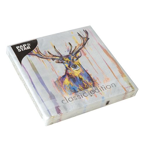 Papstar Classic Edition Napkins - Colourful Deer (Case of 5)