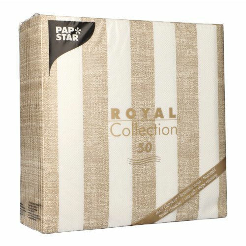 Papstar Royal Collection Napkins Lines - Sand (Case of 5)
