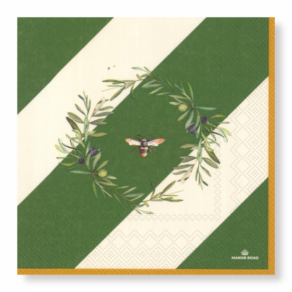 Manor Road Olive & Bee Cocktail Napkins 20Pk