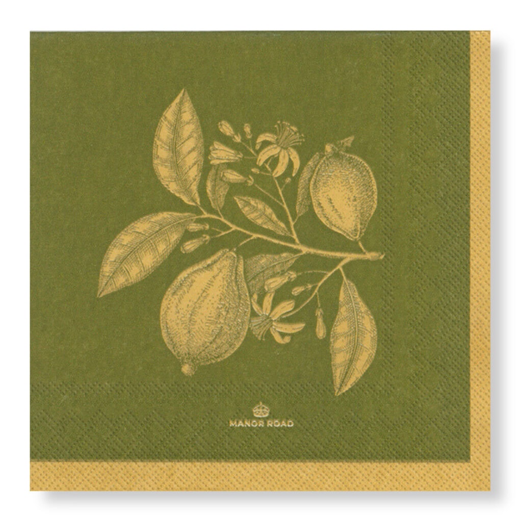 Manor Road Lemon Green/Gold Luncheon Napkins 20Pk (Case of 6)