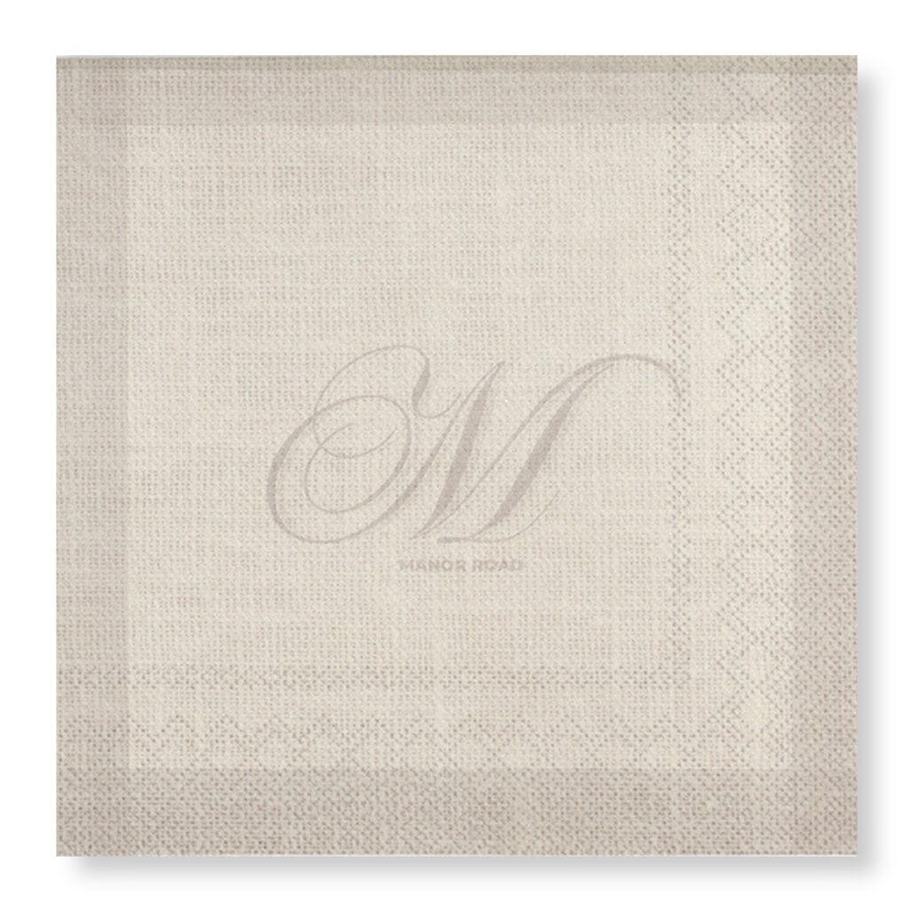 Manor Road Linen (Monogram Beige) Cocktail Napkins 20Pk (Case of 6)