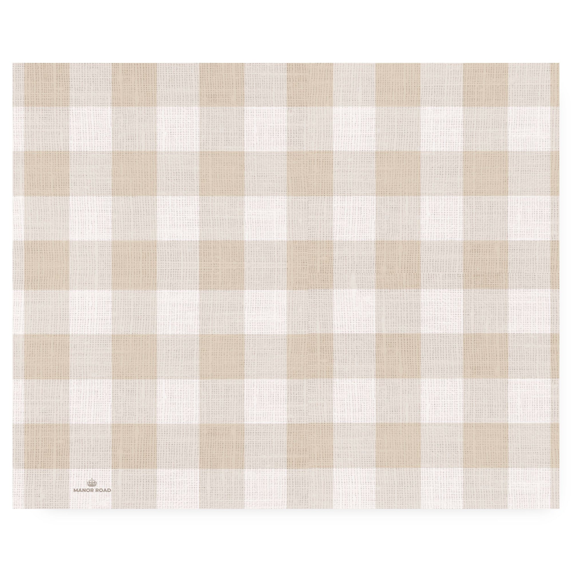 Manor Road Linen Gingham Natural Placemats 30Pk (Case of 2)