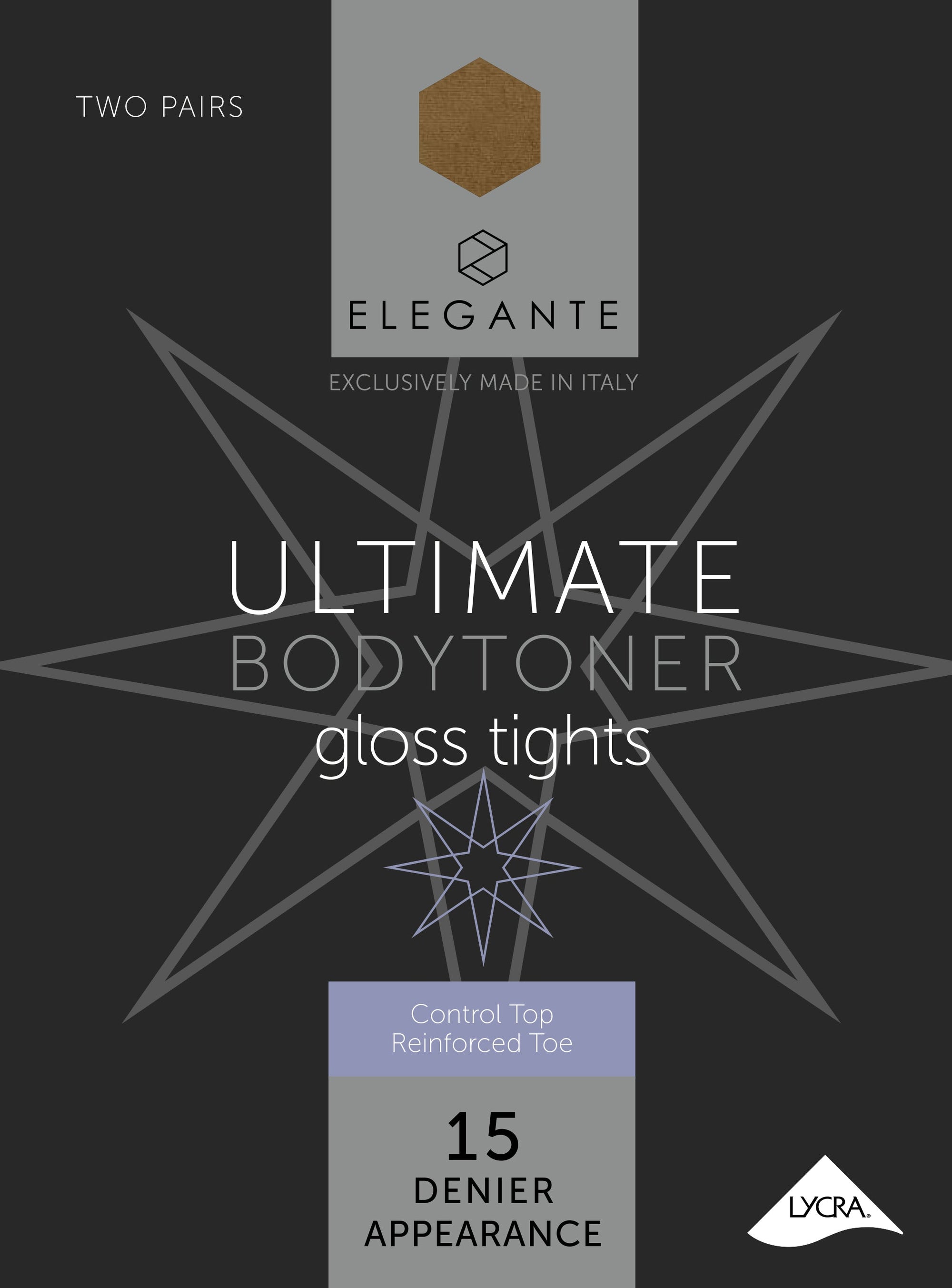 Elegante Ultimate Tivoli Bodytoner Tights with Gloss Leg Medium 2pk (Case of 6)