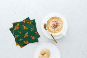 Manor Road Honey Bee Gold/Green Cocktail Napkins 20Pk (Case of 6)