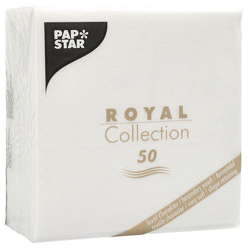 Papstar Royal Collection Napkins - White 25x25cm 50pk (Case of 6)