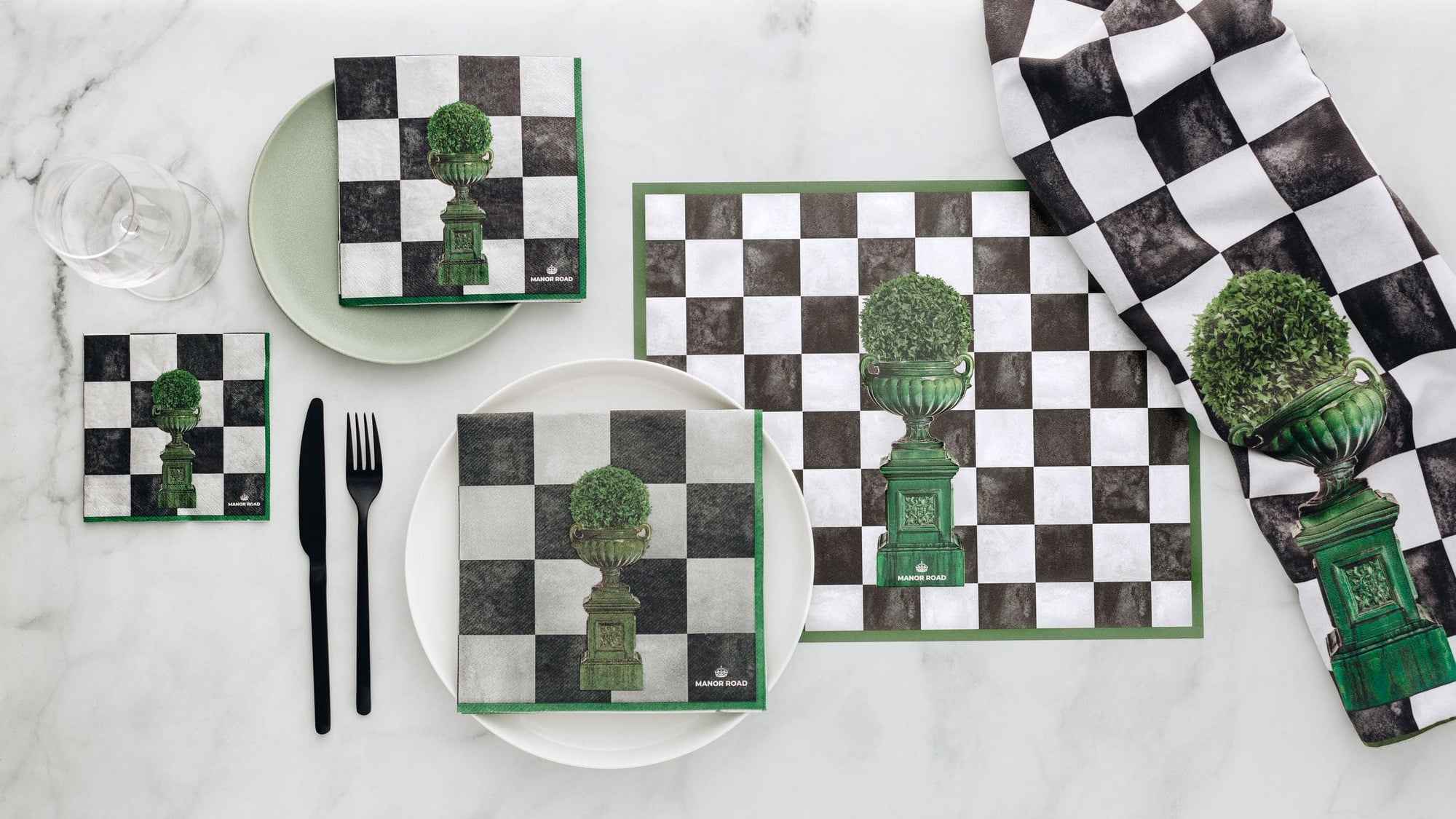Manor Road Courtyard Green Luncheon Napkins 20Pk (Case of 6)
