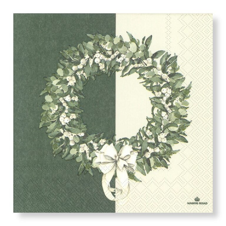 Manor Road White Berry Wreath Cocktail Napkins  20Pk (Case of 6)