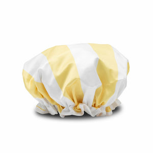 Manor Road Lemon & White Stripe Shower Cap