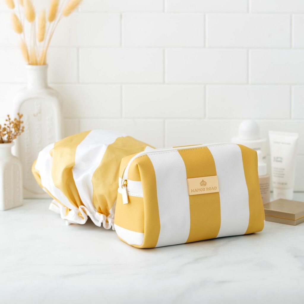 Manor Road Lemon & White Stripe Travel Bag