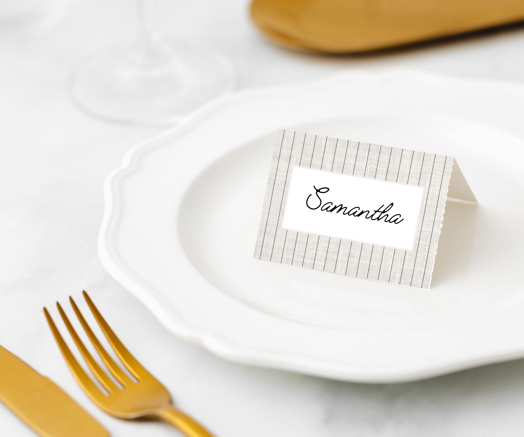 Manor Road Linen (Pinstripe) Place Cards 45Pk (Case of 2)