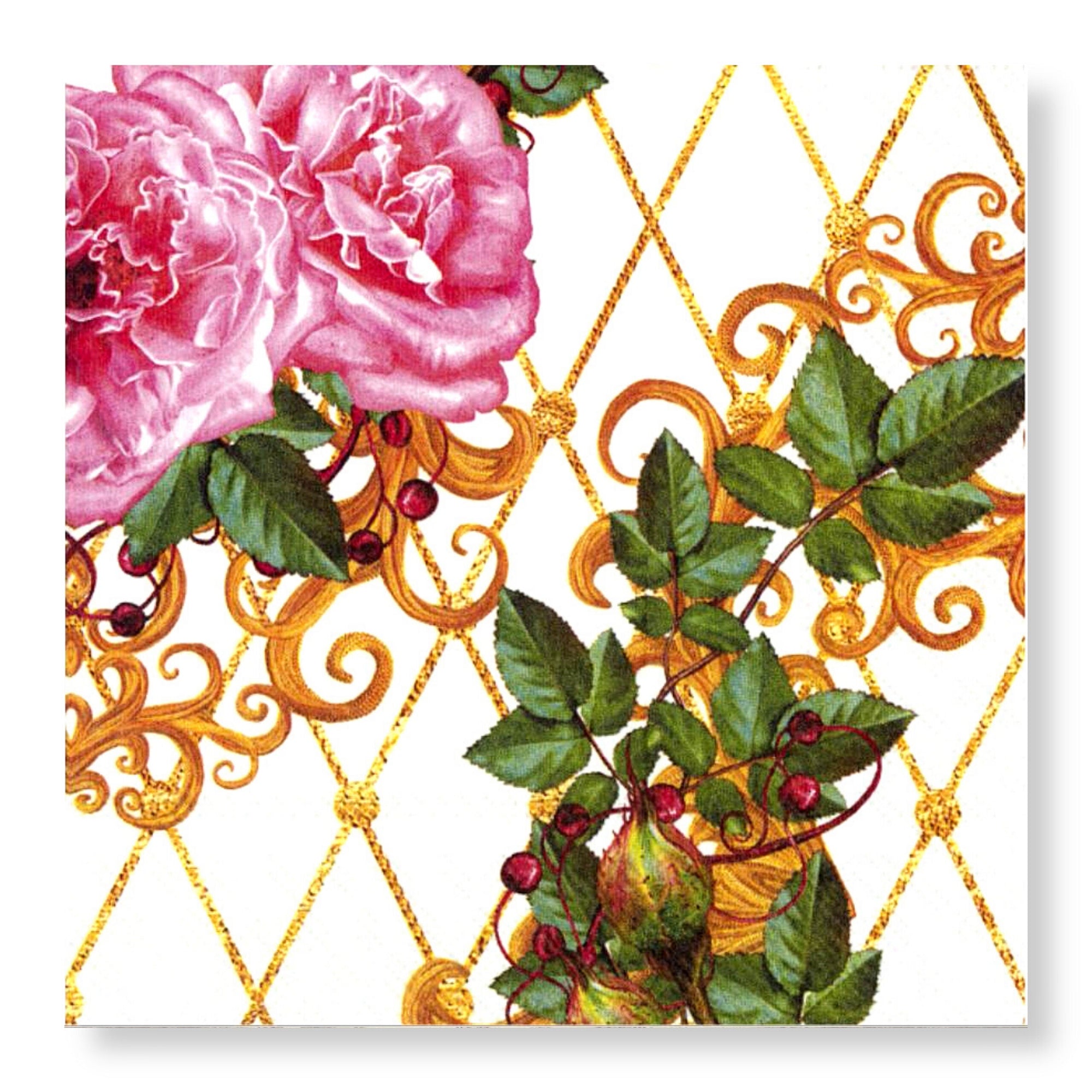 Manor Road Golden Curls & Floral Luncheon Napkins 20Pk (Case of 6)