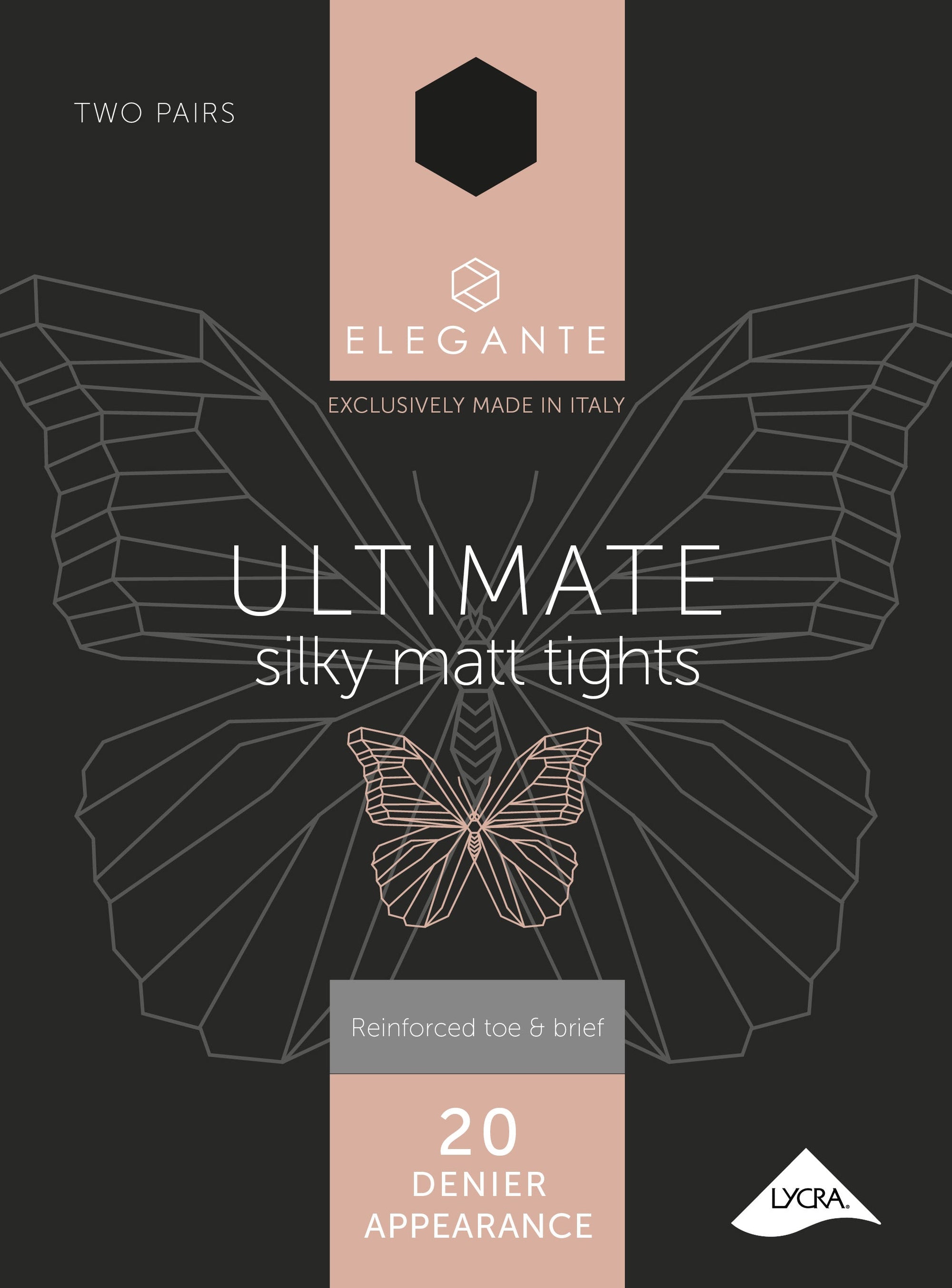 Elegante Ultimate Black Silky Matt Tights Medium 2pk (Case of 6)