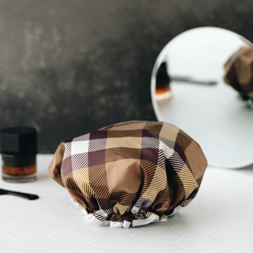Manor Road Classic Plaid Tan Shower Cap