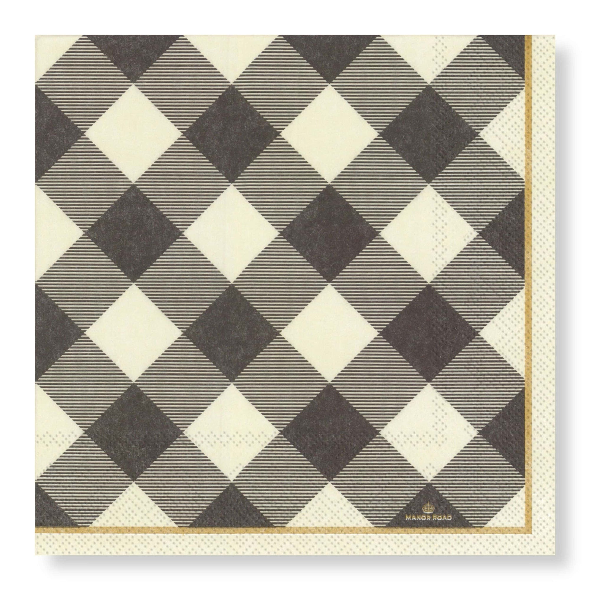 Manor Road Gingham (Grey) Luncheon Napkins 20Pk