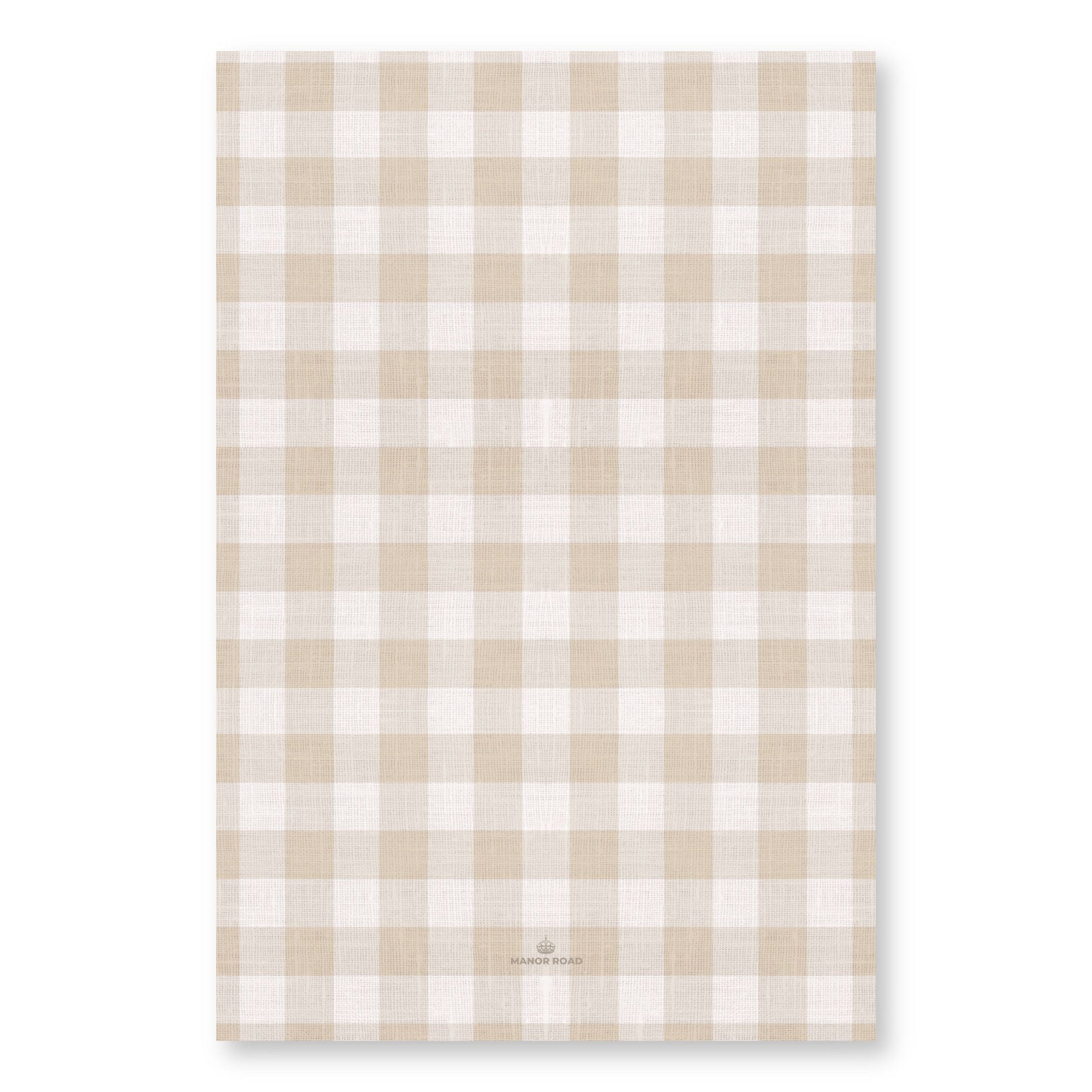 Manor Road Linen (Gingham Natural) Microfibre Tea Towel