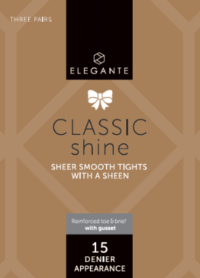 Elegante Classic Shine Bronze Glow Ladies Gloss Tights with Gusset Extra Large 3pk (Case of 6)