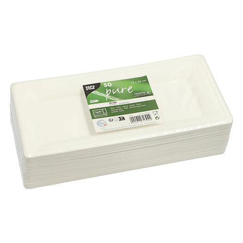 Papstar "Pure" Rectangle Plates Sugar Cane 13x26cm 50pk (Case of 10)