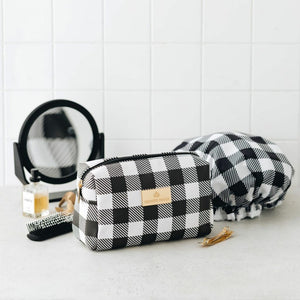 Manor Road Black Gingham Travel Bag