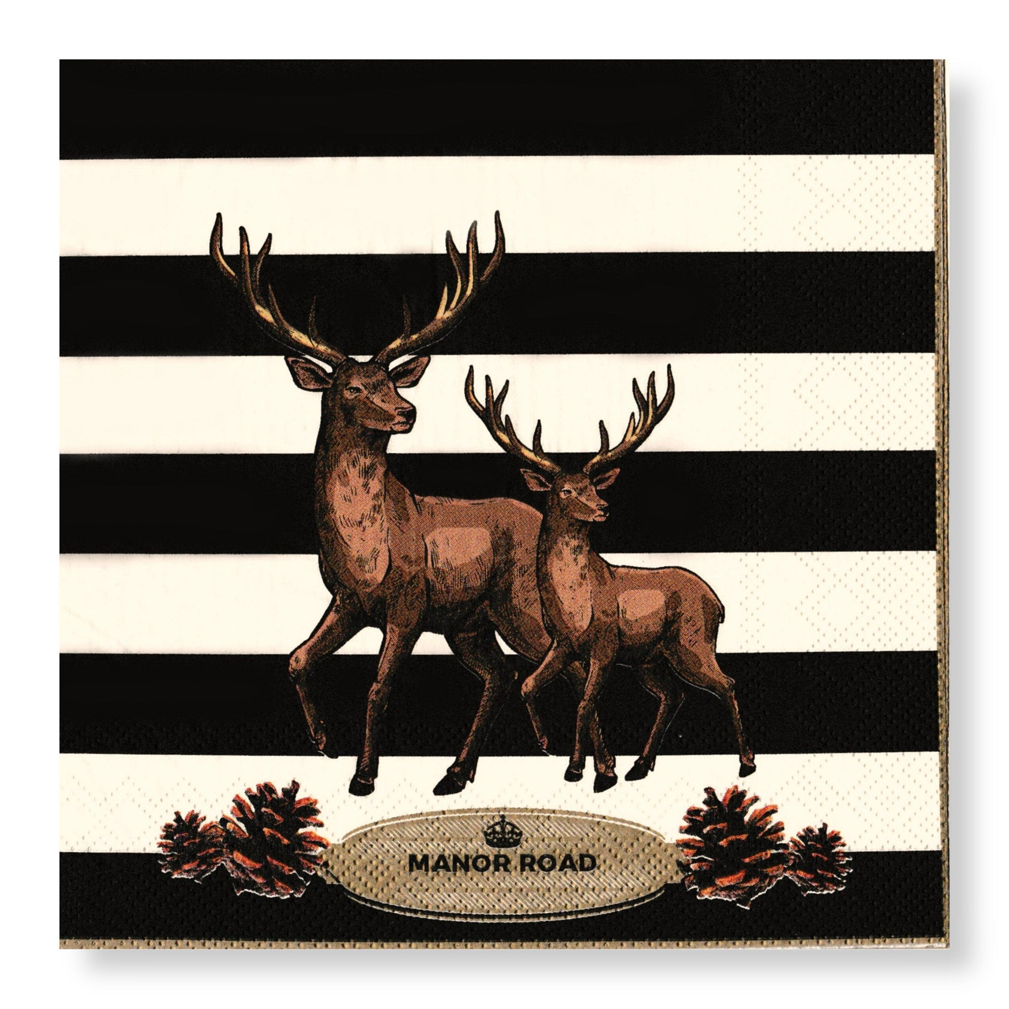 Manor Road Striped Deer Luncheon Napkins 20Pk (Case of 6)