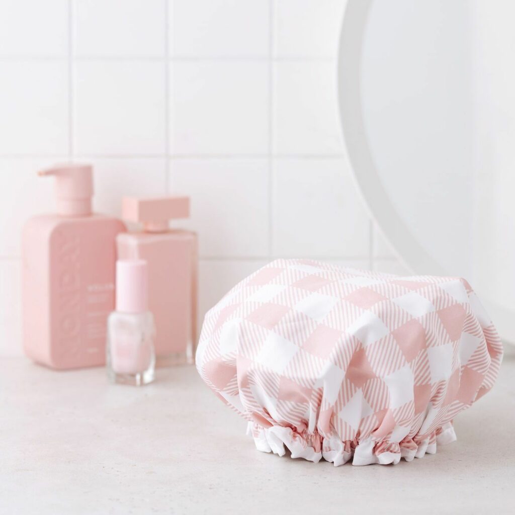 Manor Road Pink Gingham Shower Cap