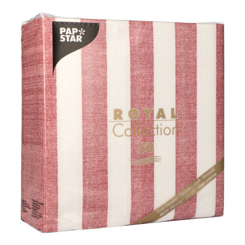 Papstar Royal Collection Napkins Lines - Bordeaux 40x40cm 50pk (Case of 5)