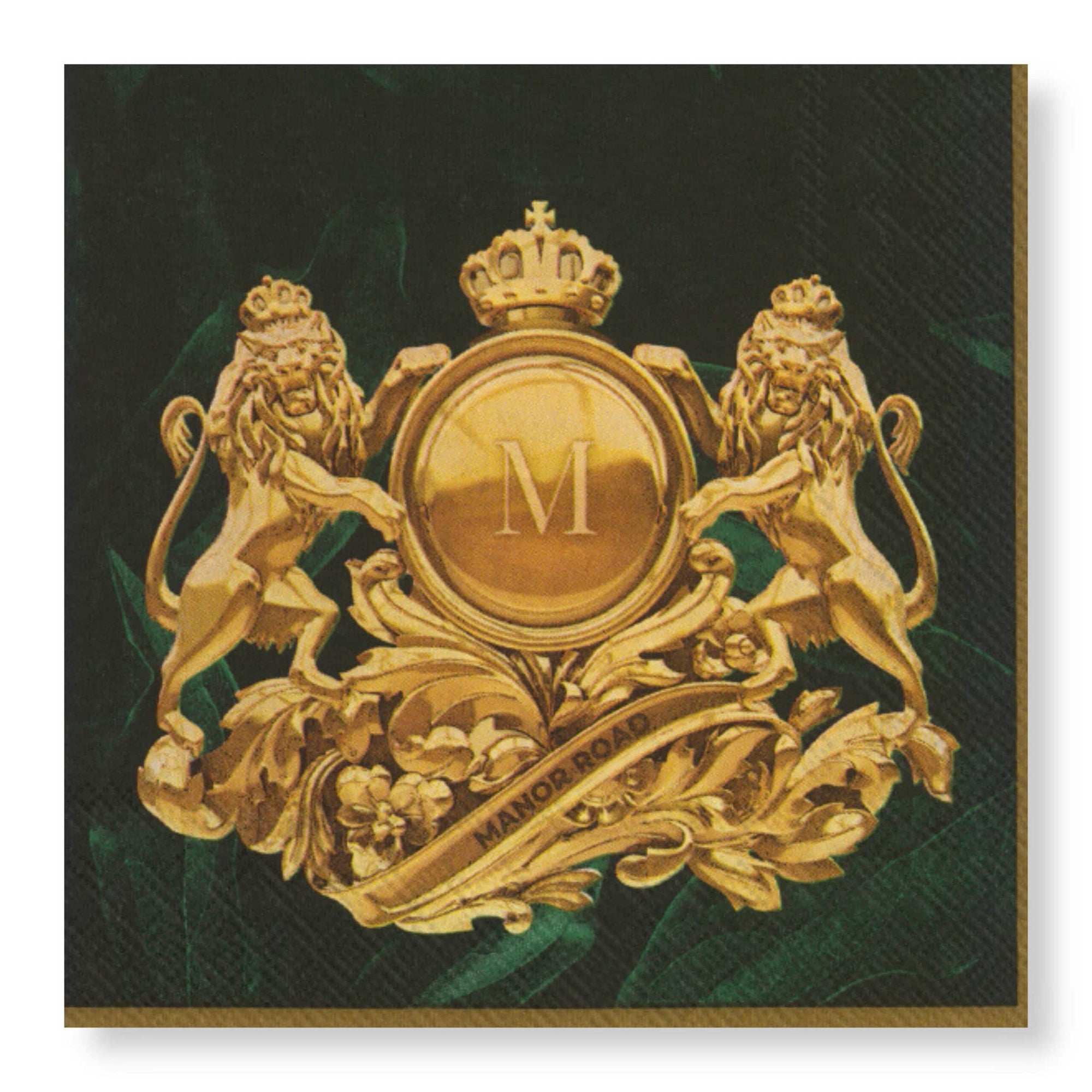 Manor Road Royal Lion Green Cocktail Napkins 20Pk (Case of 6)