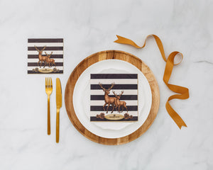 Manor Road Striped Deer Cocktail Napkins 20Pk (Case of 6)
