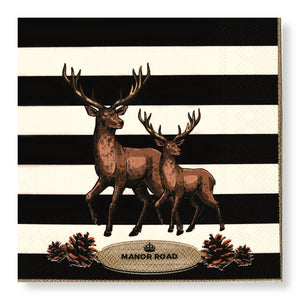 Manor Road Striped Deer Cocktail Napkins 20Pk (Case of 6)